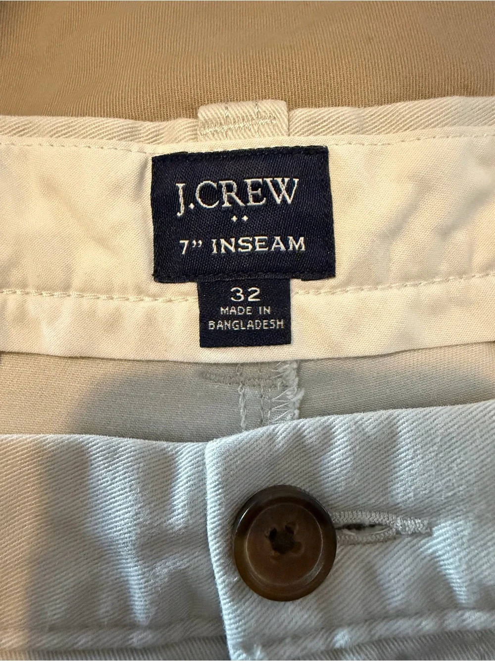 J. Crew Cream Flat-Front Cotton Chino Shorts
